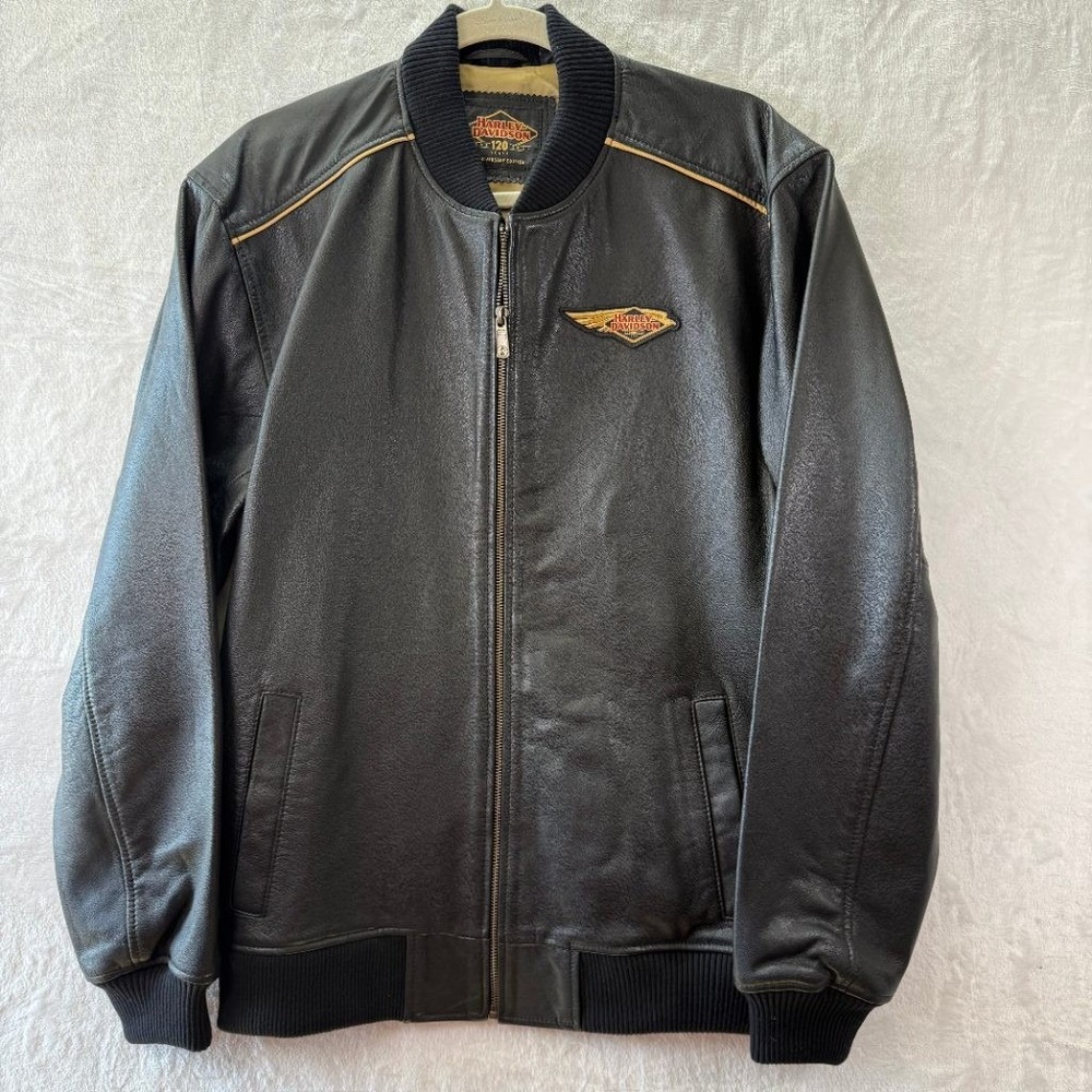 Harley-Davidson 120th Anniversary Edition Goat Leather Bomber Jacket Mens M